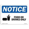 Signmission OSHA Sign, 3.5" H, Food Or Drink Only Sign With Symbol, Landscape, NS-D-35-L-12830-10PK OS-NS-D-35-L-12830-10PK